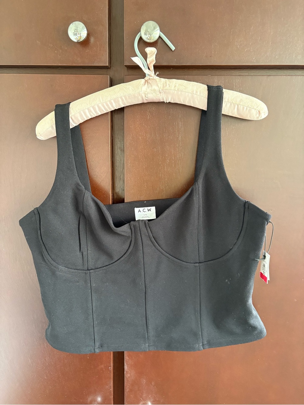 NWT A.C.W. Black Structured Bustier crop Top size XL